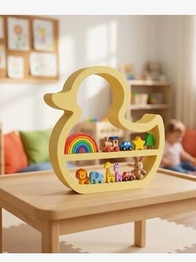 Yellow Duck-Shaped Toy display Shelf or wall hanging by shelf!